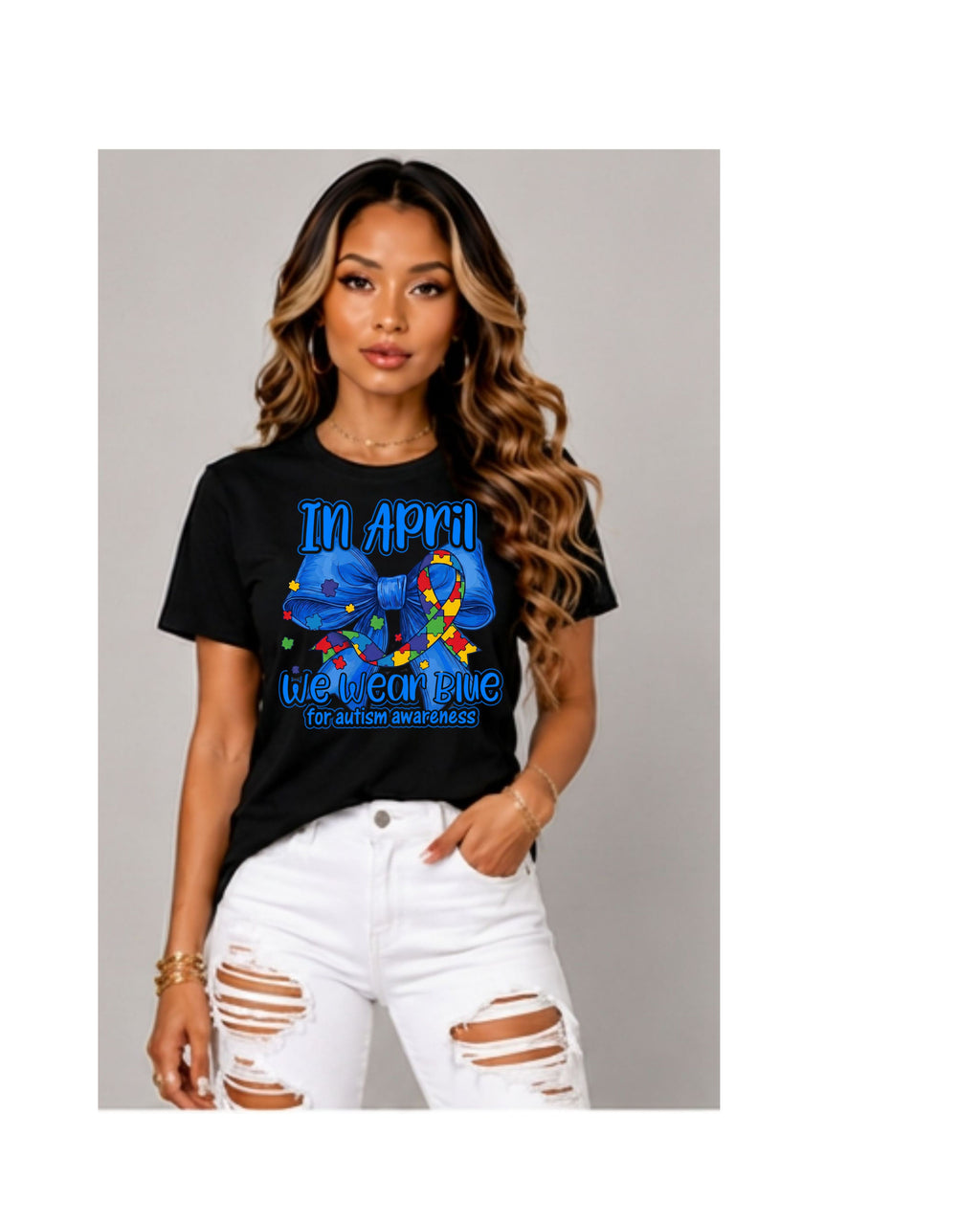 In April We Wear Blue Autism Awareness Tee