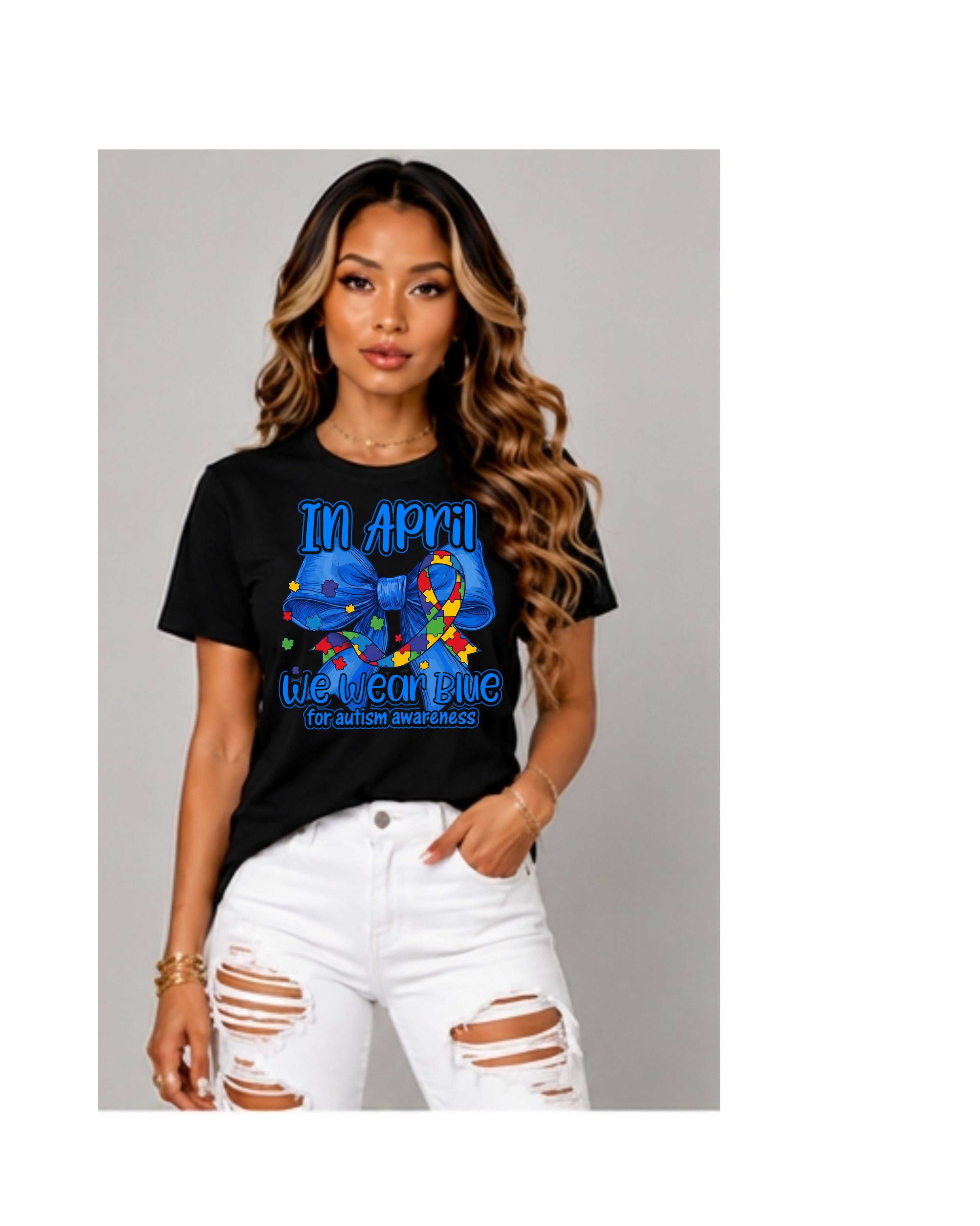 In April We Wear Blue Autism Awareness Tee