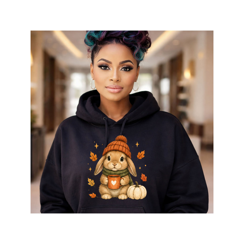 Autumn Bunny Cozy Hoodie | Fall Pumpkin Spice Sweatshirt