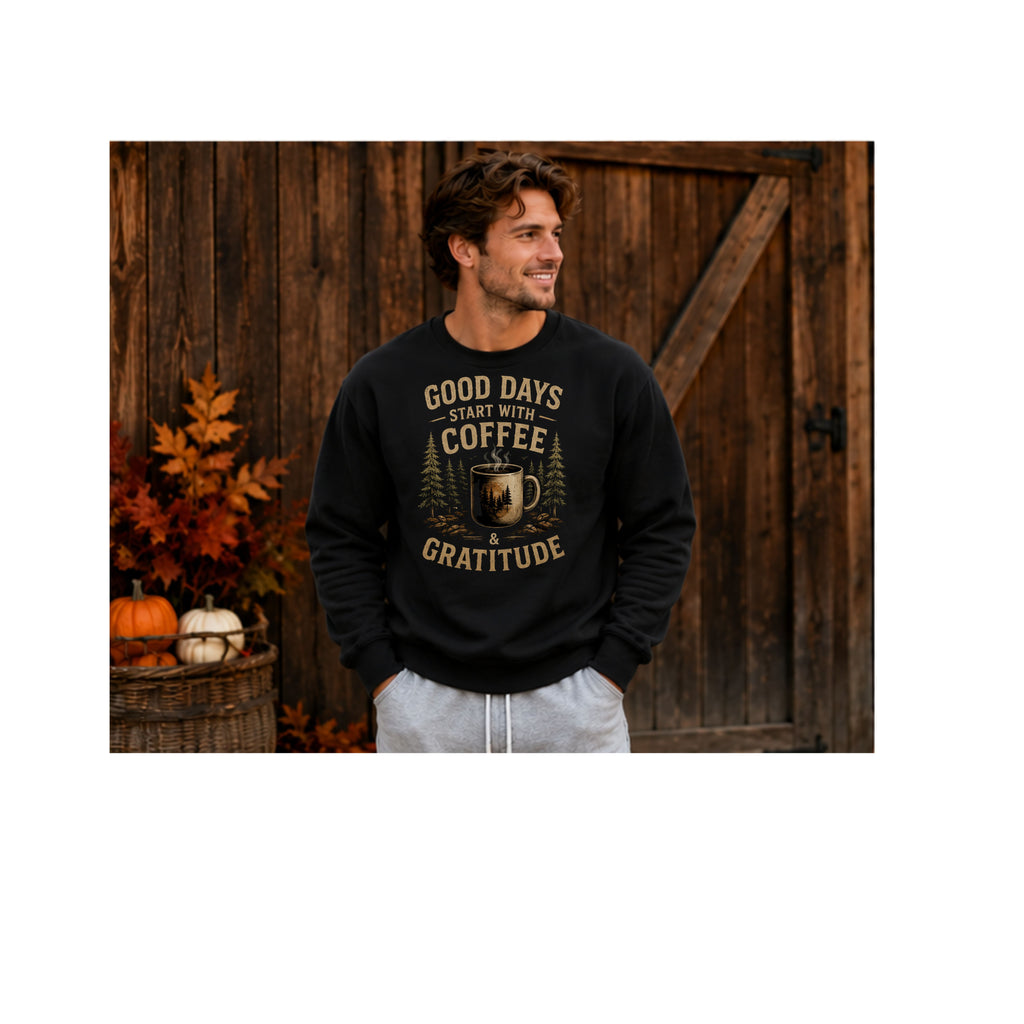 Good Days Start With Coffee & Gratitude Sweatshirt | Men's Fall Crewneck