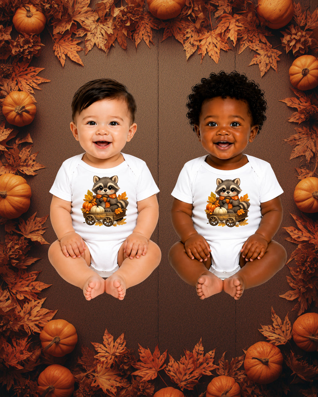 Fall Raccoon Baby Onesie