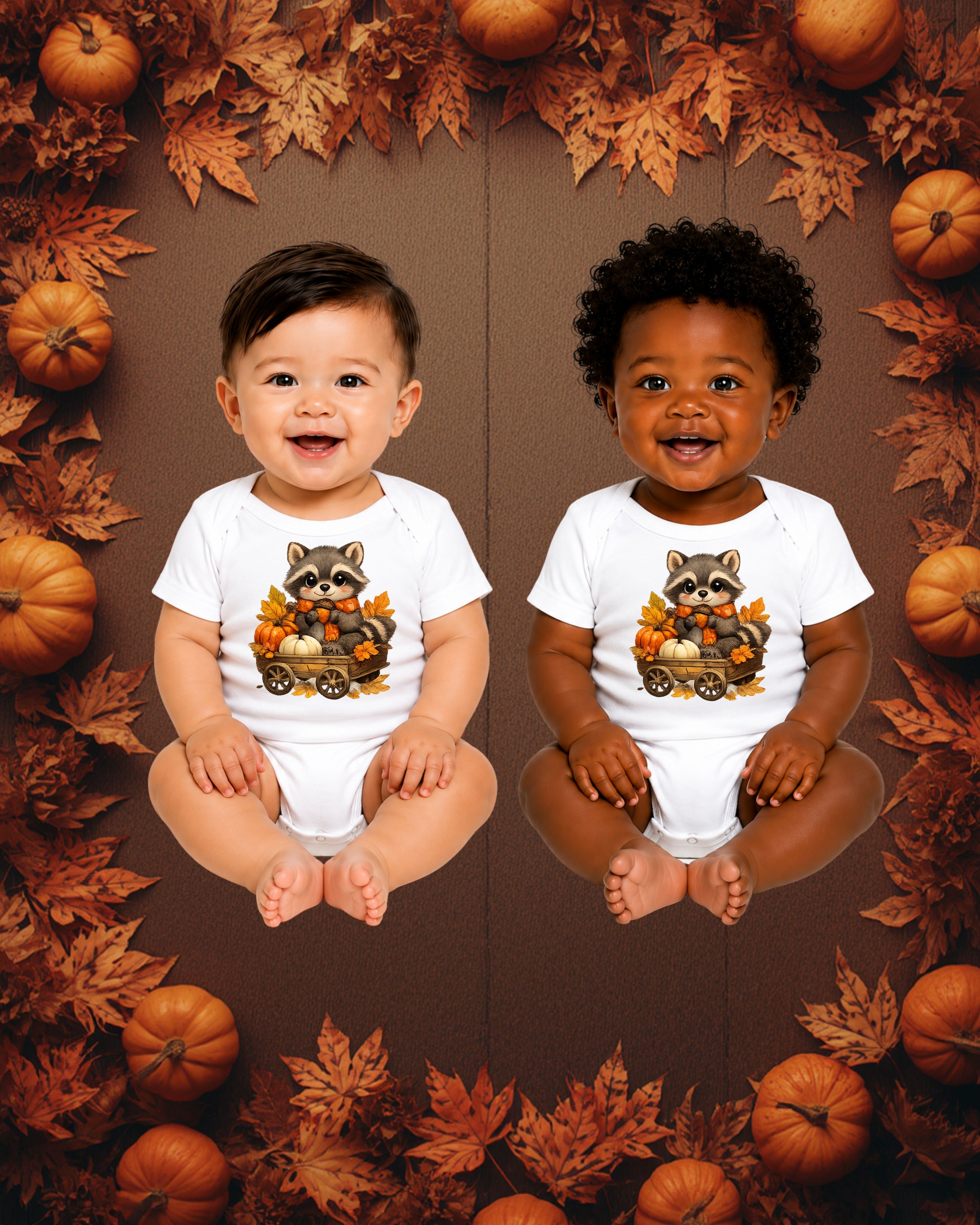 Fall Raccoon Baby Onesie