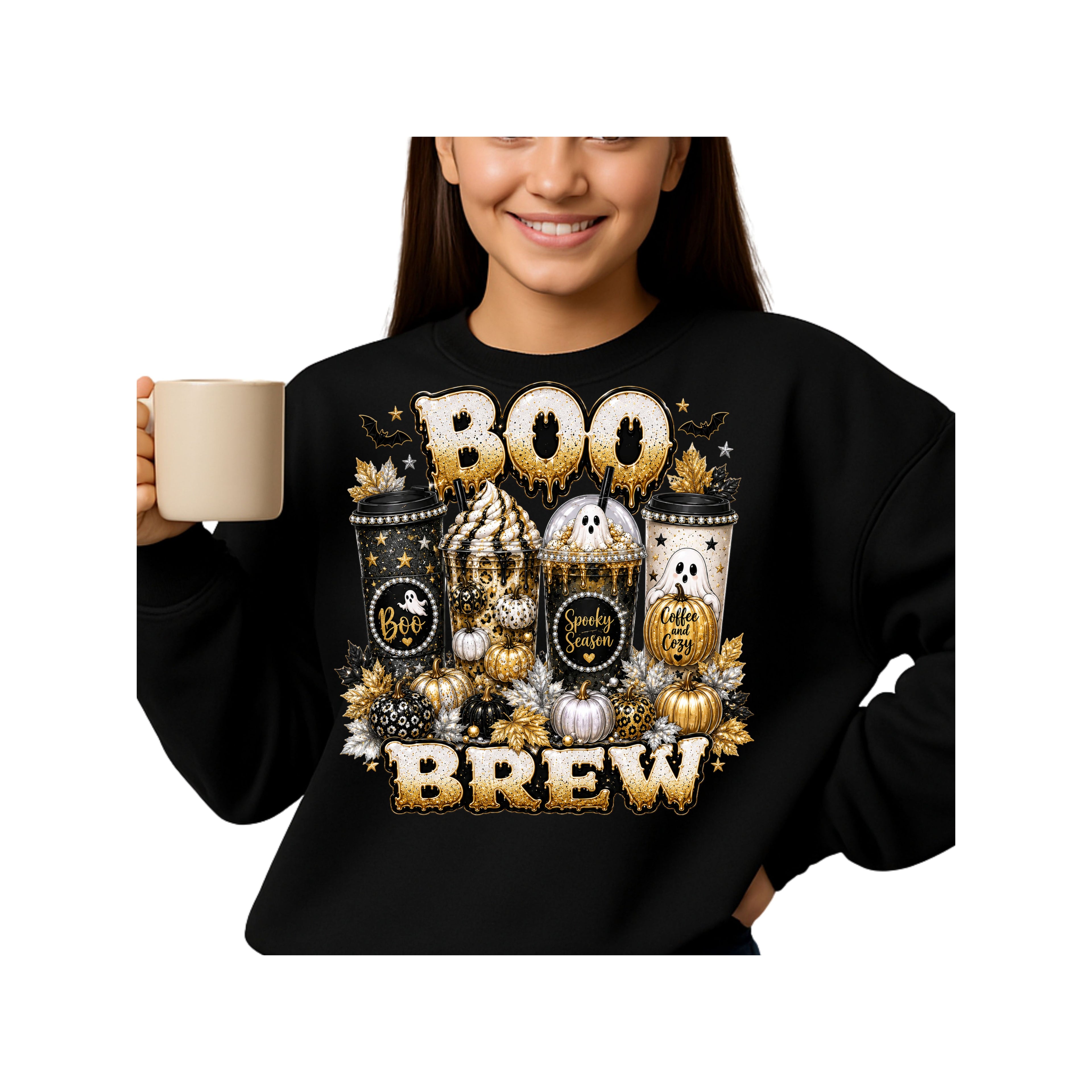 Boo Brew Halloween Sweatshirt | Spooky Season Coffee Lover Crewneck