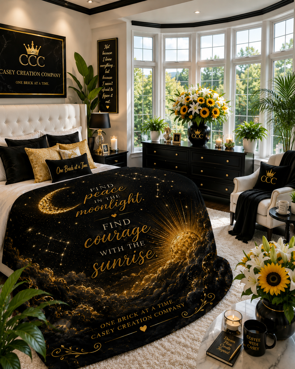 Moonlight & Sunrise Velveteen Plush Blanket - "Find Peace in the Moonlight, Find Courage with the Sunrise"