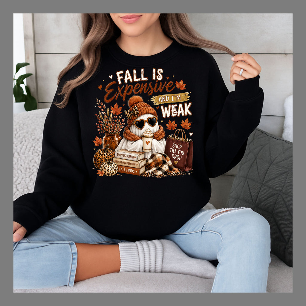Fall Is Expensive Crewneck Sweatshirt – Cozy Autumn Skull & Pumpkin Fall Vibes