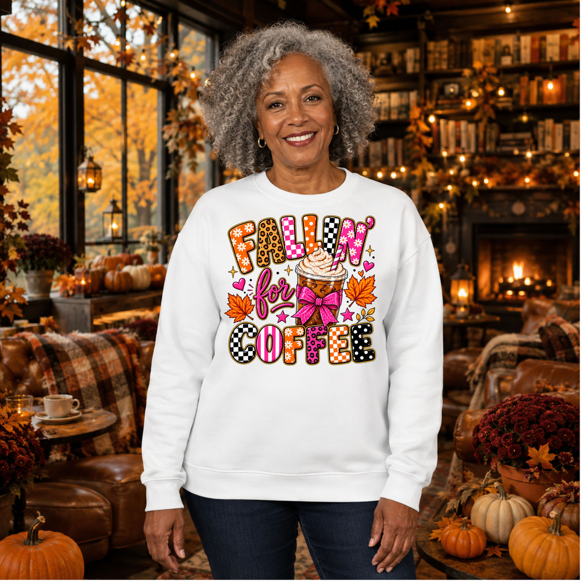 Fallin' for Coffee Crewneck Sweatshirt