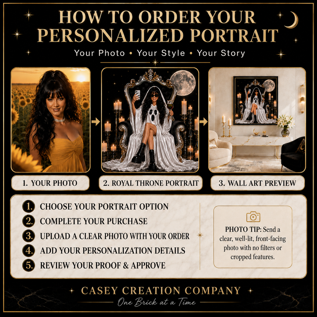 Personalized Ghosted Everyone Royal Throne Canvas – Custom 20″ × 20″ Wall Art