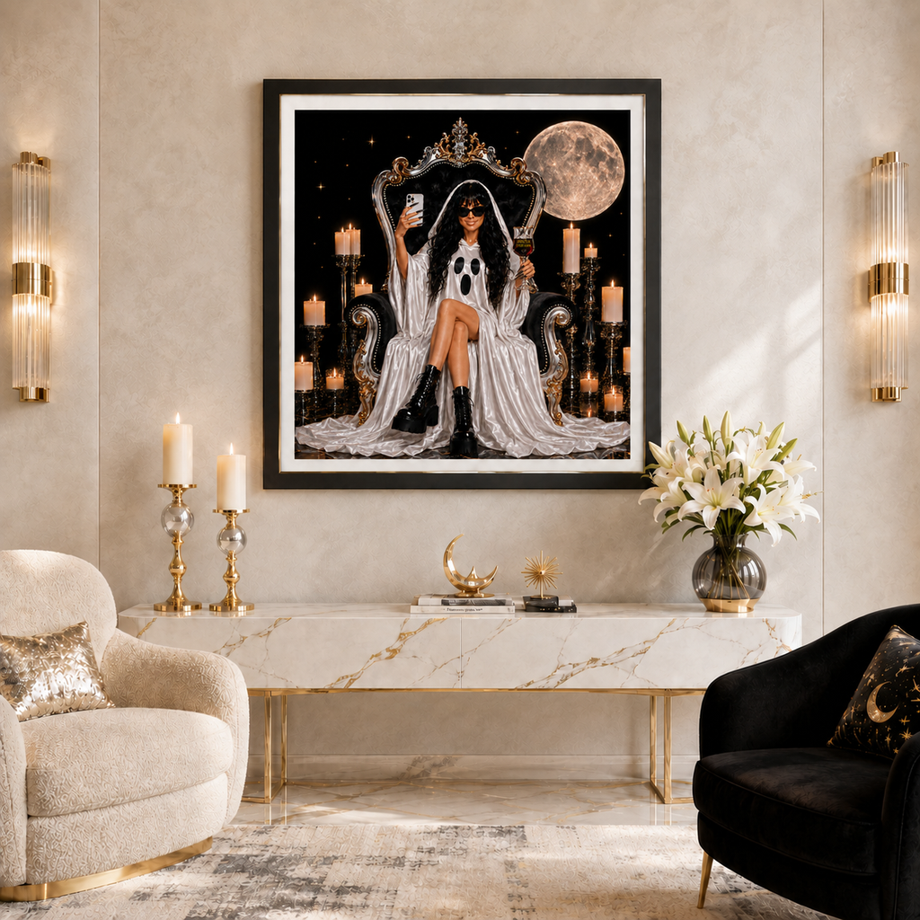 Personalized Ghosted Everyone Royal Throne Canvas – Custom 20″ × 20″ Wall Art
