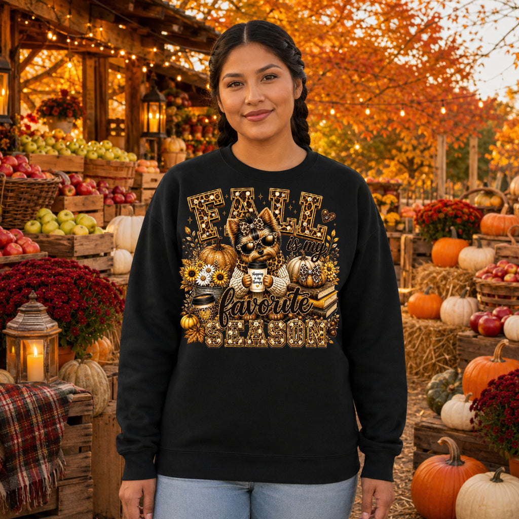 Fall Is My Favorite Season Sweatshirt — Cozy Autumn Cat & Pumpkin Design