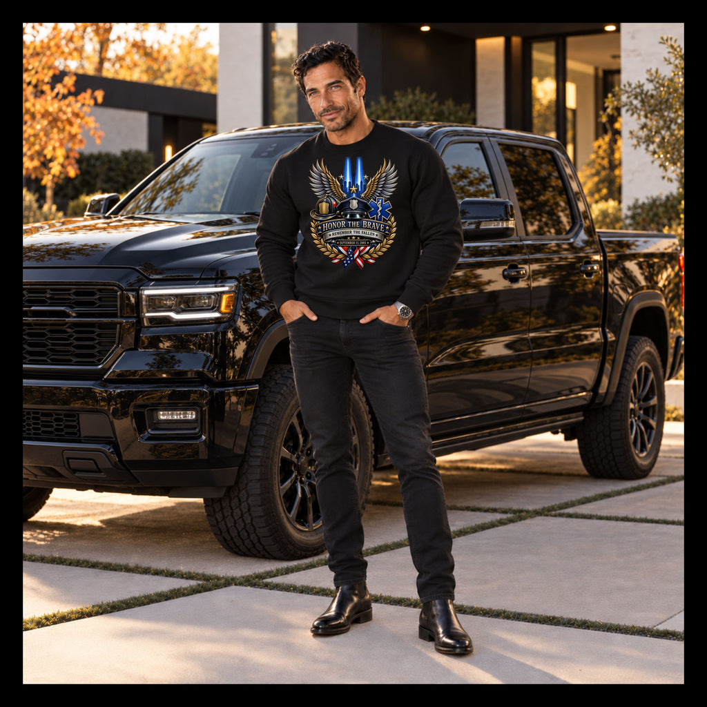 Honor the Brave Crewneck Sweatshirt — Memorial First Responder Tribute