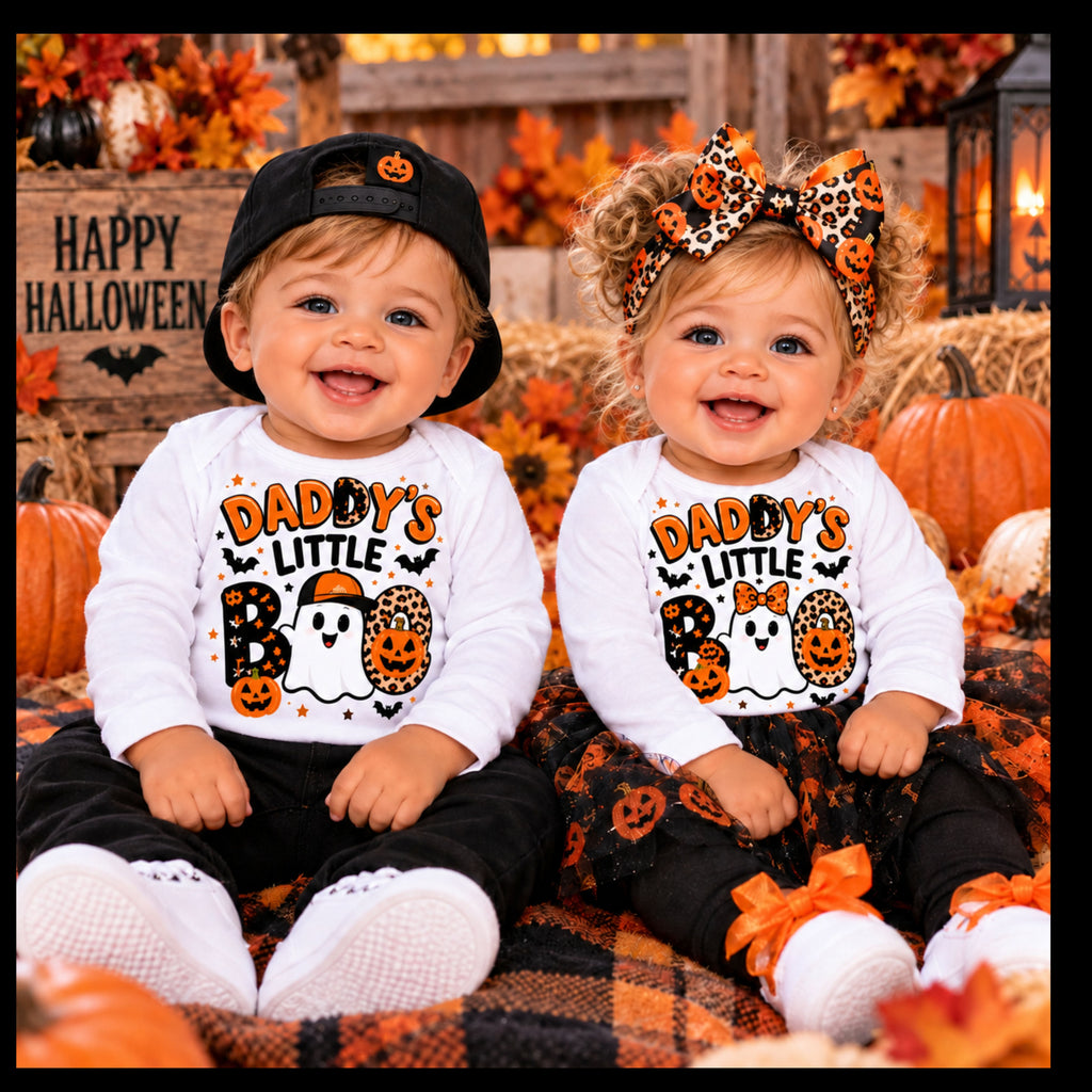 Daddy’s Little Boo Infant Bodysuit — Halloween Ghost & Pumpkins Long Sleeve