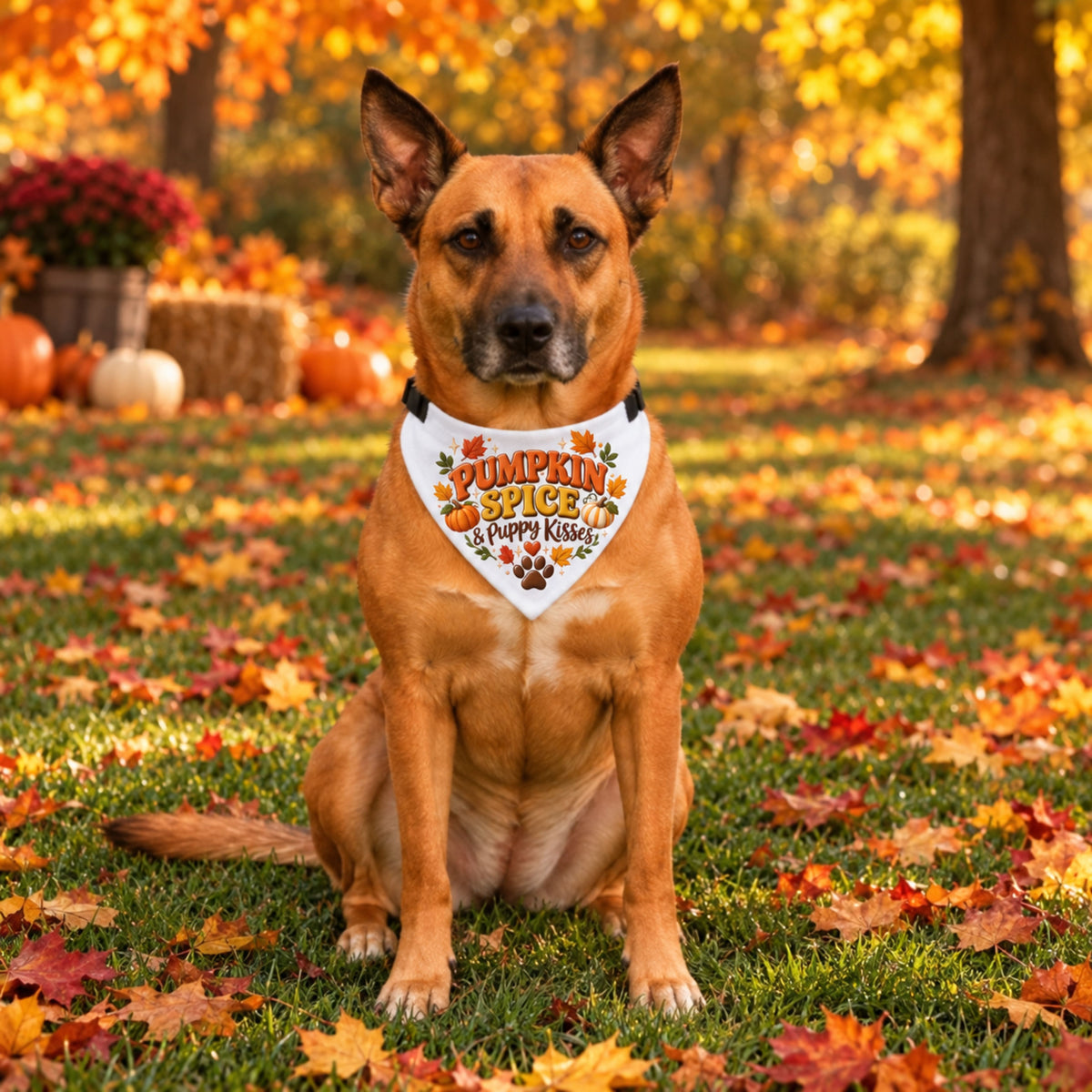 Pumpkin Spice & Puppy Kisses Clip-on Pet Bandana