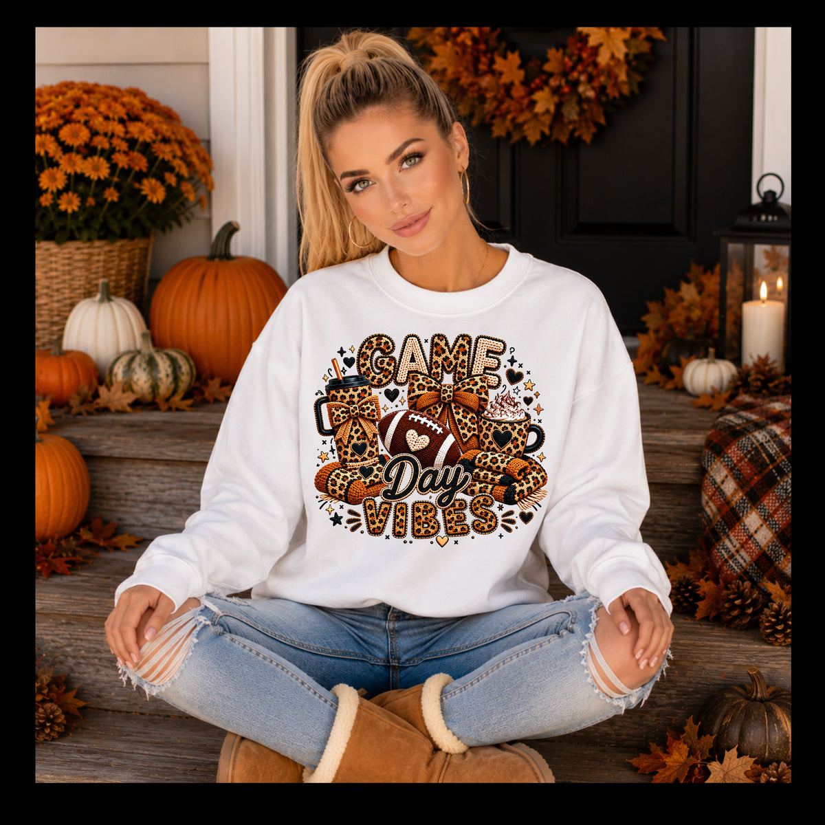 Crewneck Sweatshirt — Same Day Vibes Leopard Print Gift