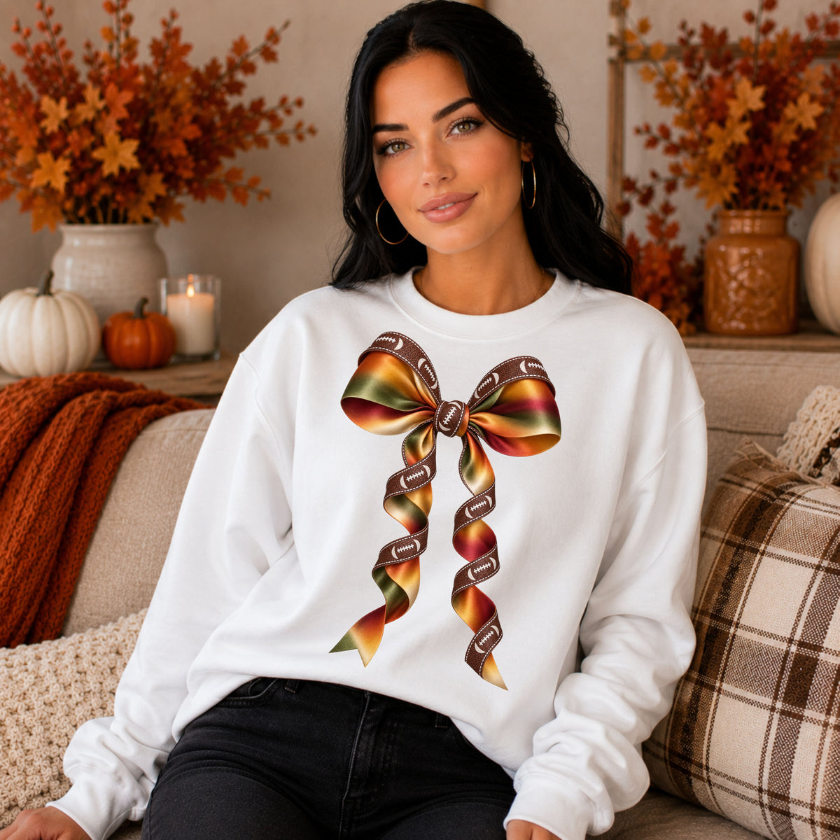 Ribbon Bow Crewneck Sweatshirt — Elegant Gradient Gift Bow Design