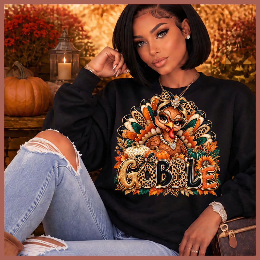 Thanksgiving 'Gobble' Turkey Crewneck Sweatshirt