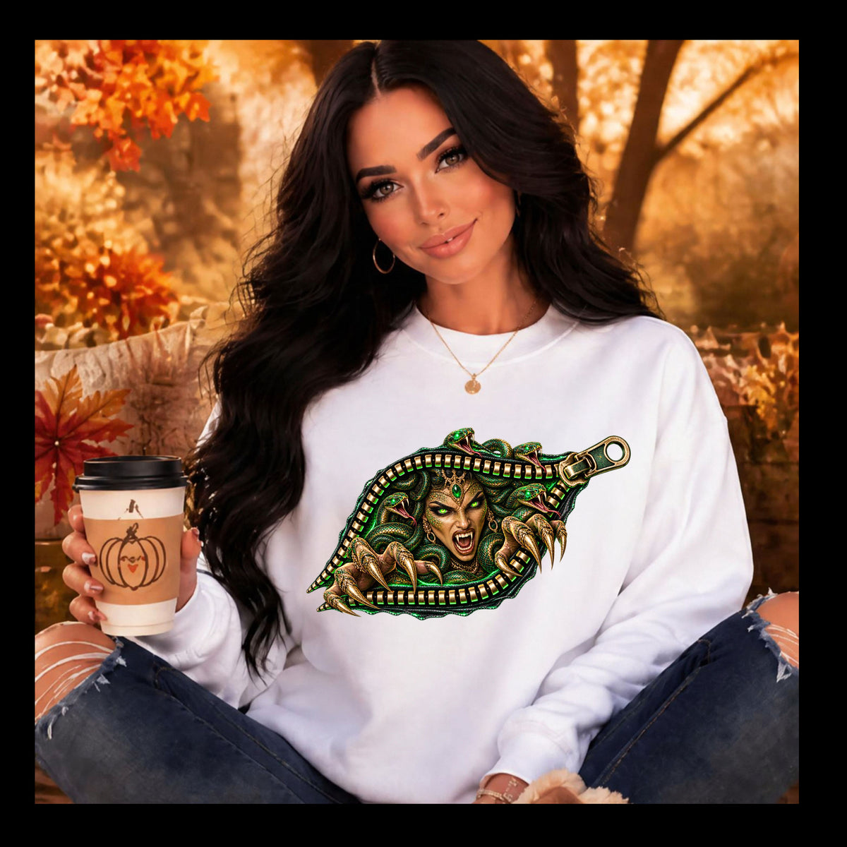 Medusa Zipper Men’s Sweatshirt | Front & Back Mythology Crewneck