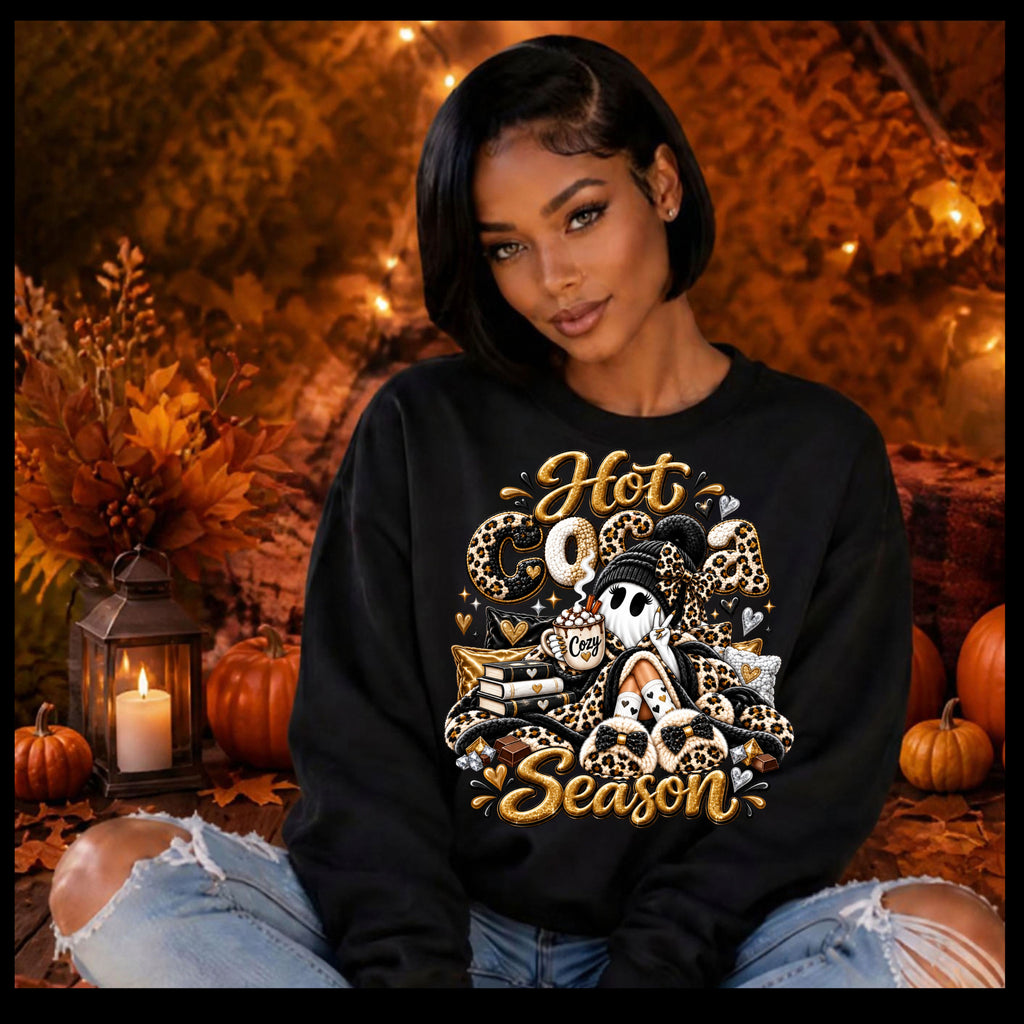 Hot Cocoa Season Ghost Sweatshirt | Cozy Fall Crewneck