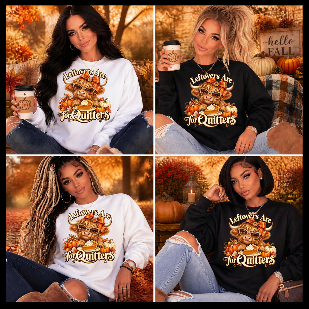 Leftovers Are for Quitters Highland Cow Sweatshirt | Fall Graphic Crewneck