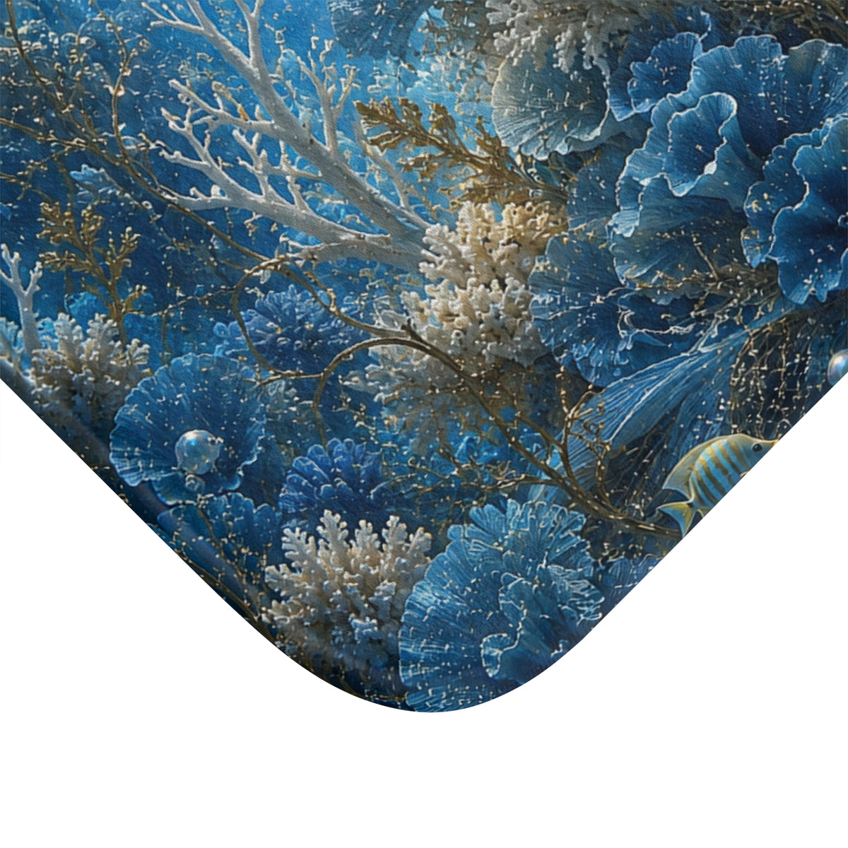 Underwater Coral Reef Bath Mat — Blue Ocean Sea Life Bathroom Rug