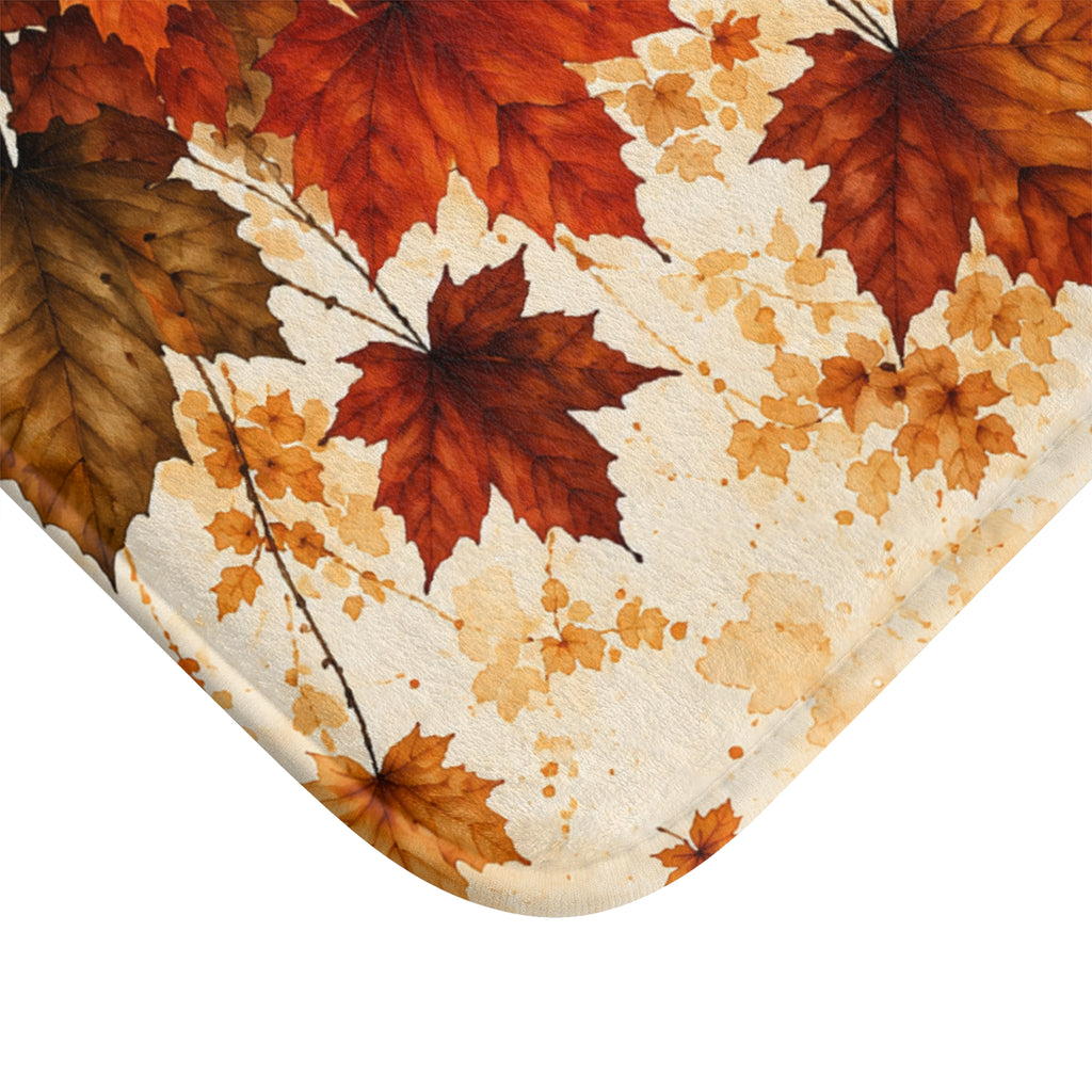 Autumn Maple Leaf Bath Mat | Watercolor Fall Foliage Bathroom Decor