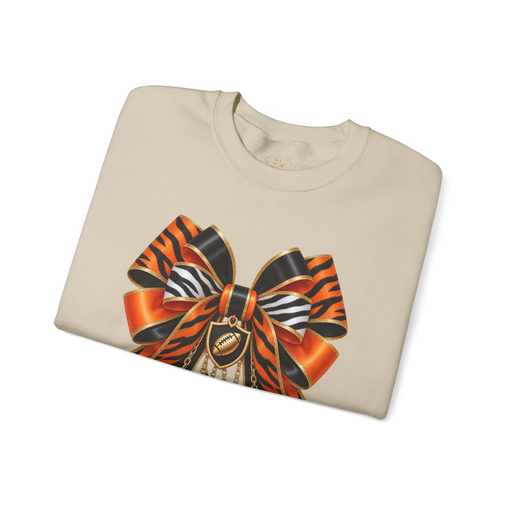 Tiger Stripe Bow Crewneck Sweatshirt