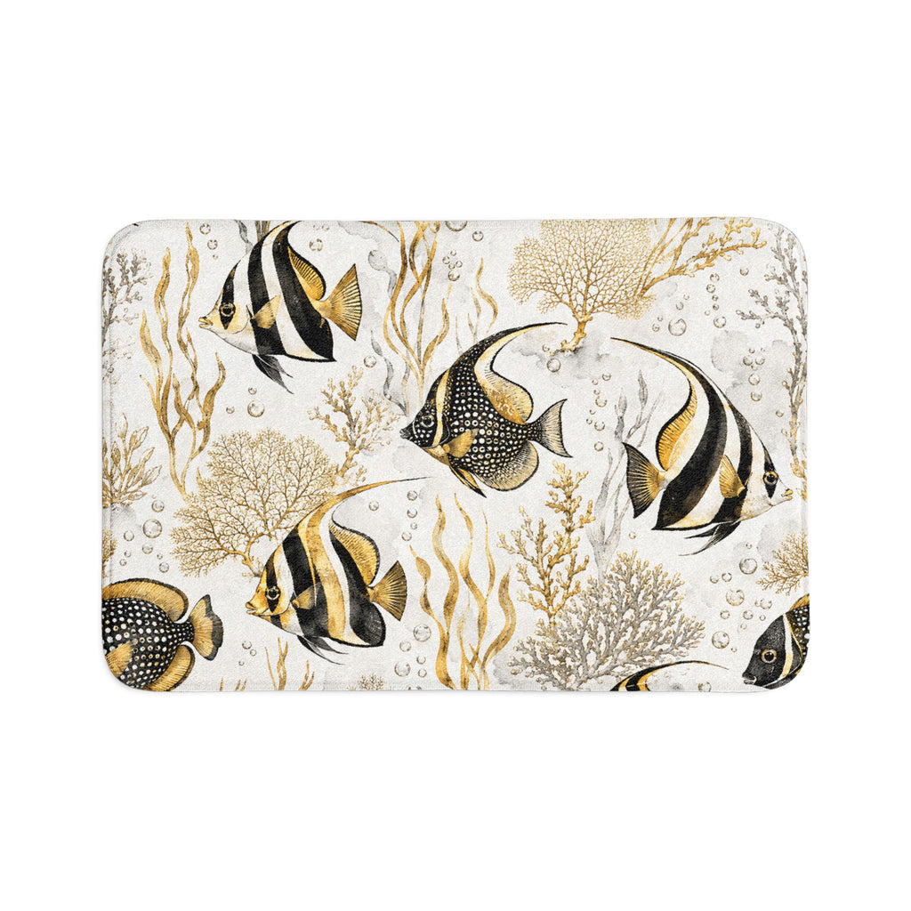 Coastal Angel Fish Bath Mat Set — 3-Piece Nautical Bathroom Rugs