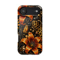 Floral Leopard Phone Case — Orange Lily Magnetic Impact-Resistant