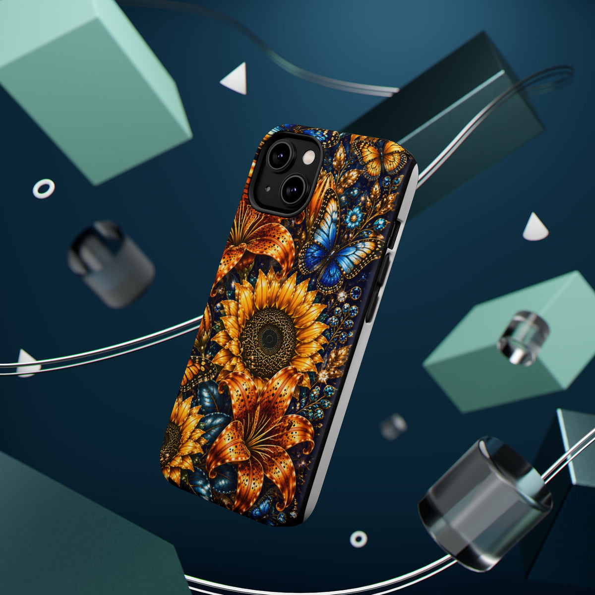 Sunflower & Blue Butterfly Magnetic Impact Phone Case