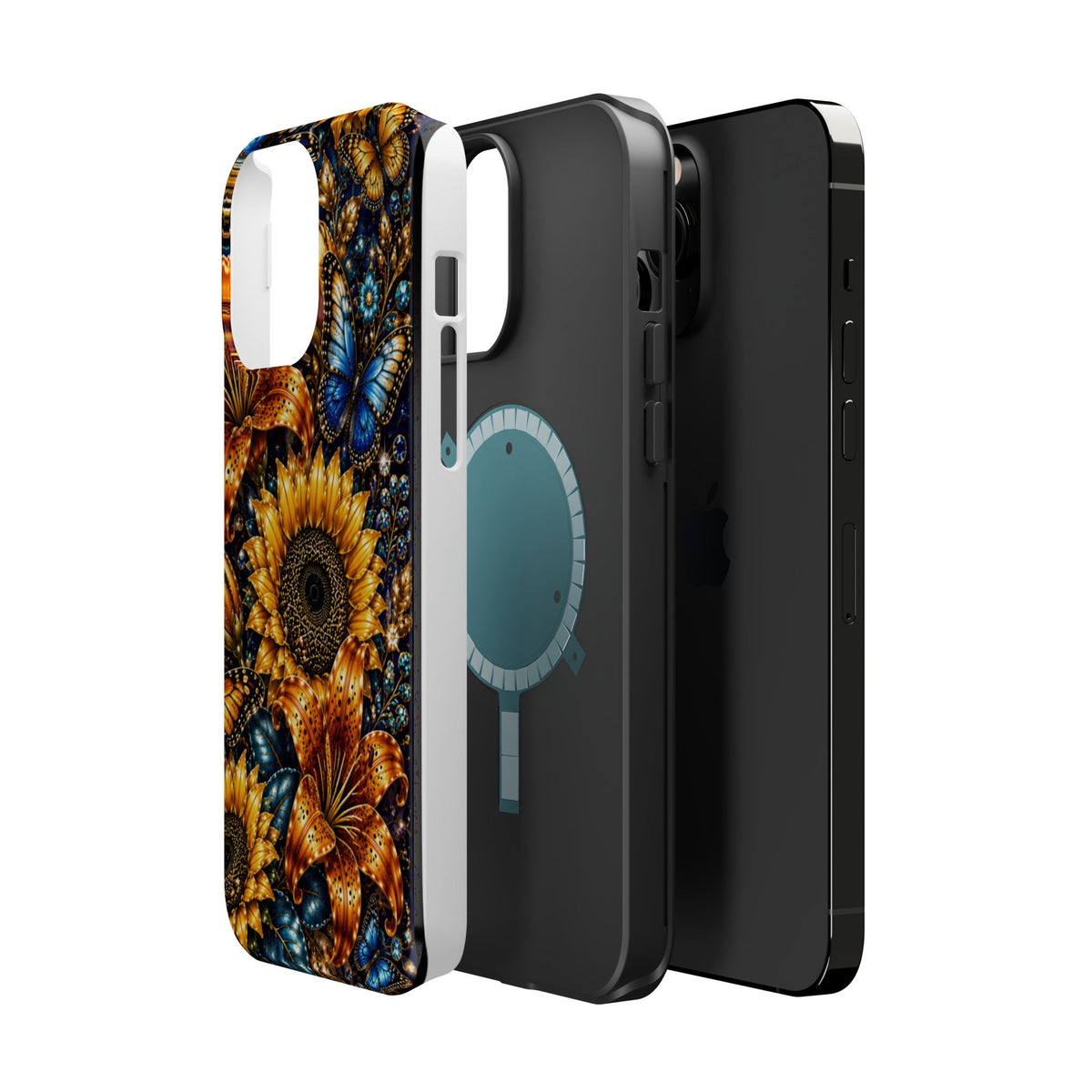 Sunflower & Blue Butterfly Magnetic Impact Phone Case