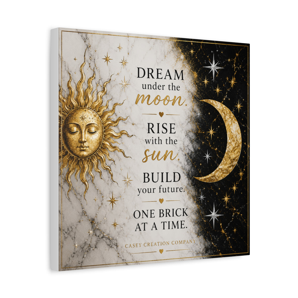 Sun & Moon Motivational Canvas - "Dream under the moon, Rise with the sun" Stretched Wall Art