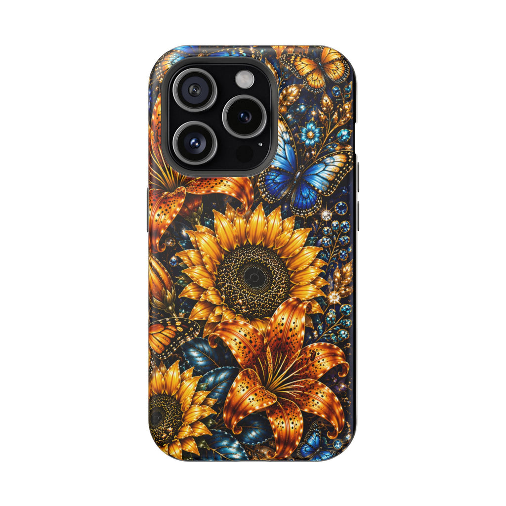 Sunflower & Blue Butterfly Magnetic Impact Phone Case