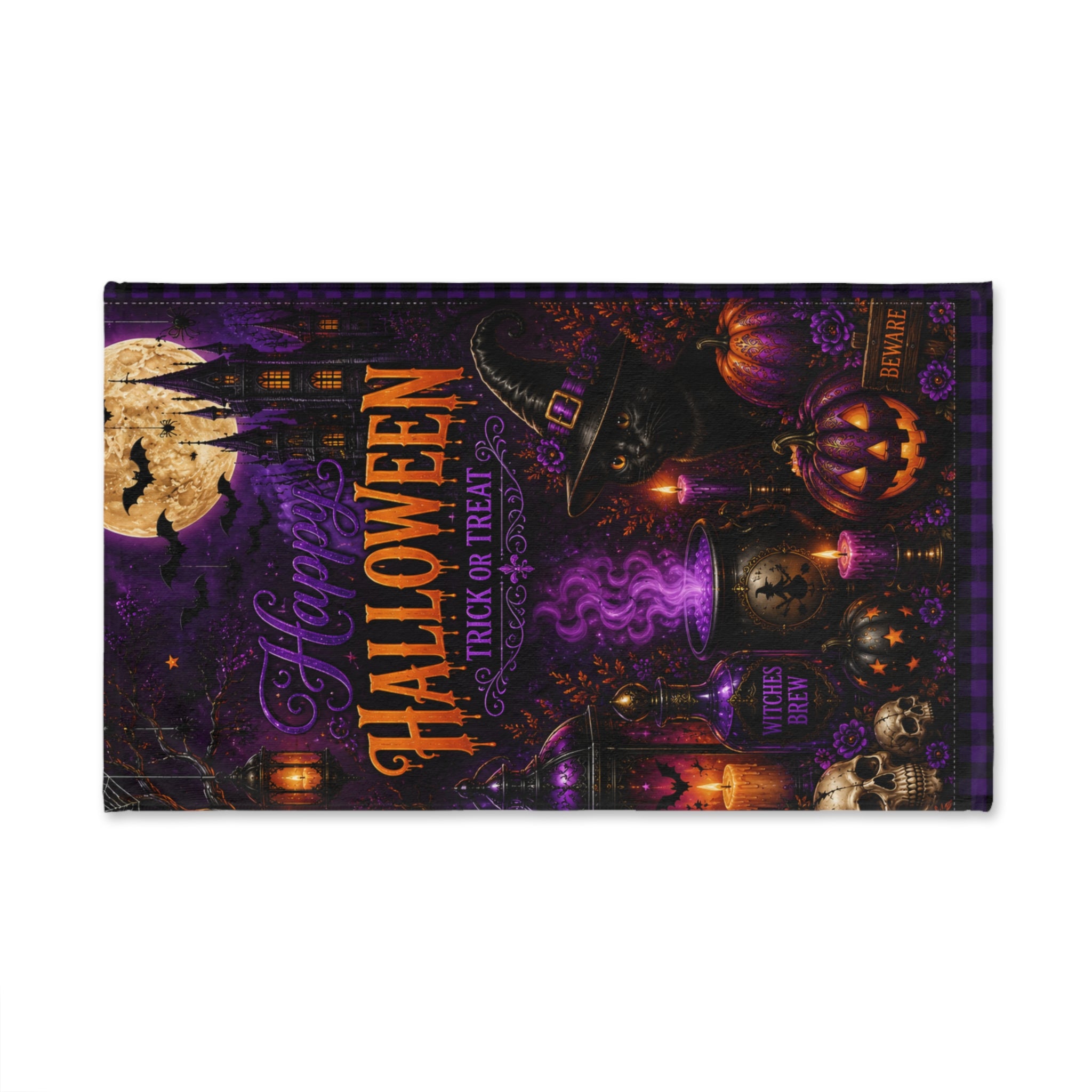 Halloween Trick or Treat Hand Towel | Dark Gothic Halloween Bathroom Decor