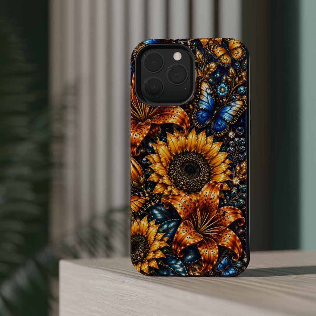 Sunflower & Blue Butterfly Magnetic Impact Phone Case