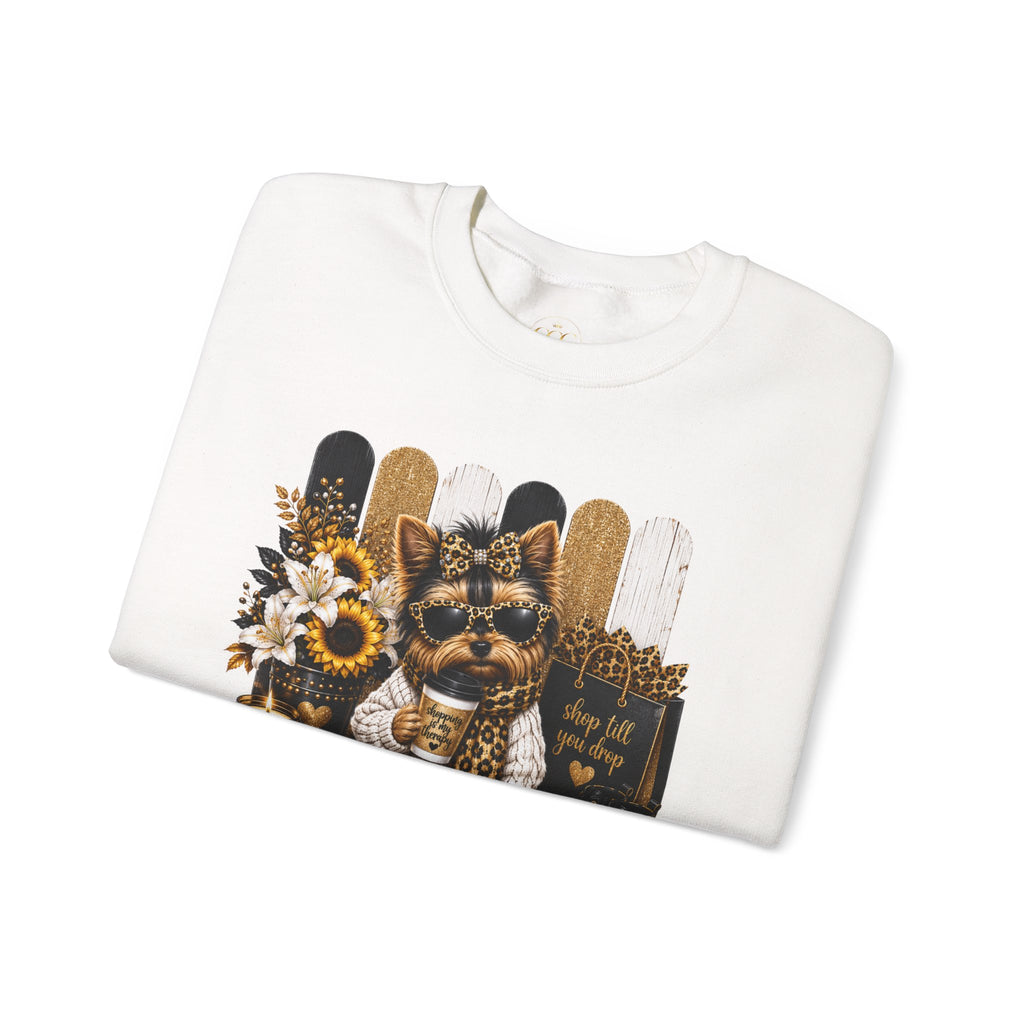 Shop Till You Drop Yorkie Fall Sweatshirt