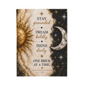 Velveteen Plush Blanket — "Stay Grounded, Dream Boldly, Shine Daily" Celestial Sun & Moon Throw