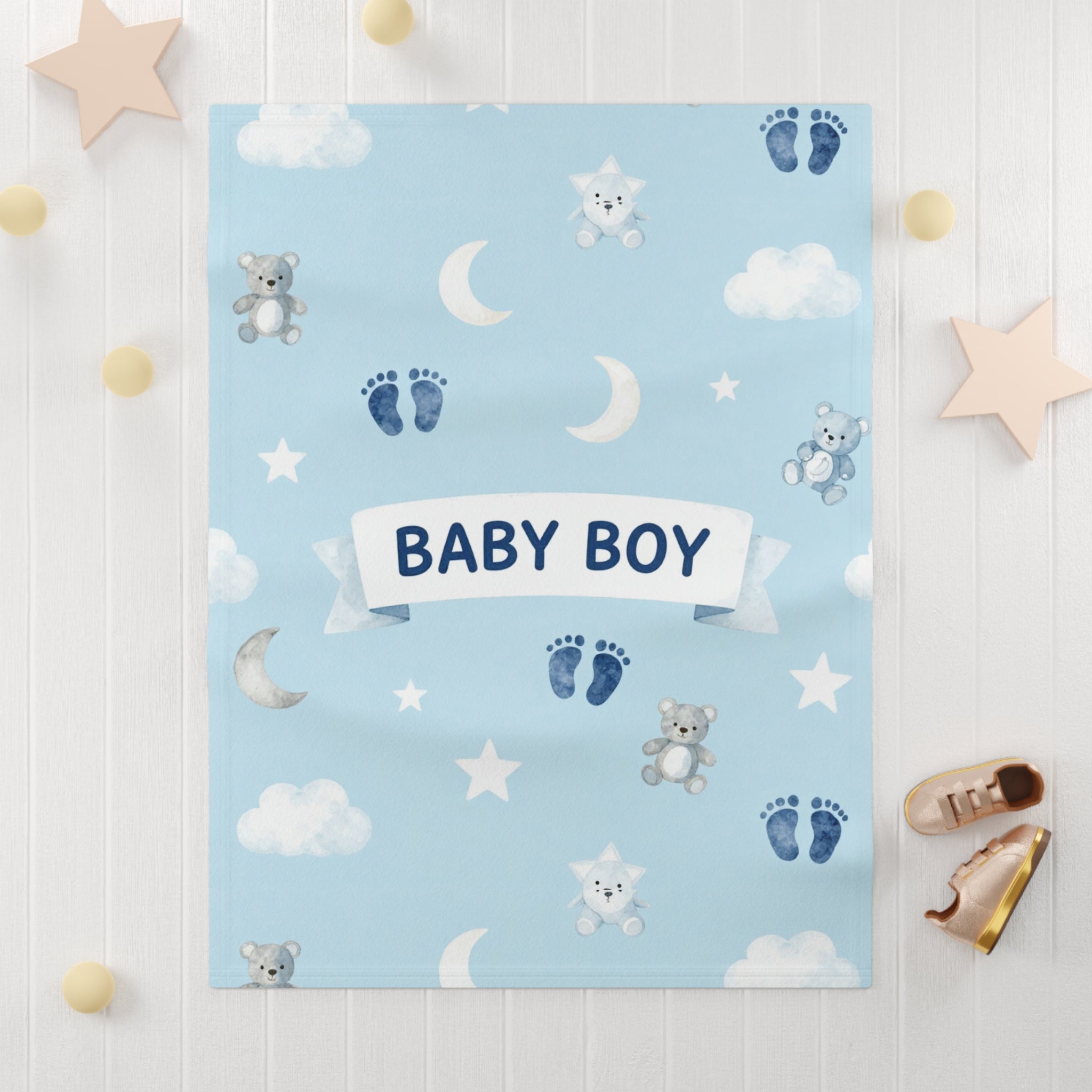 Baby Boy Teddy Bear -Soft Fleece Baby Blanket