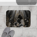 Underwater Art Deco Bath Mat — Gold & Black Coral Reef Design