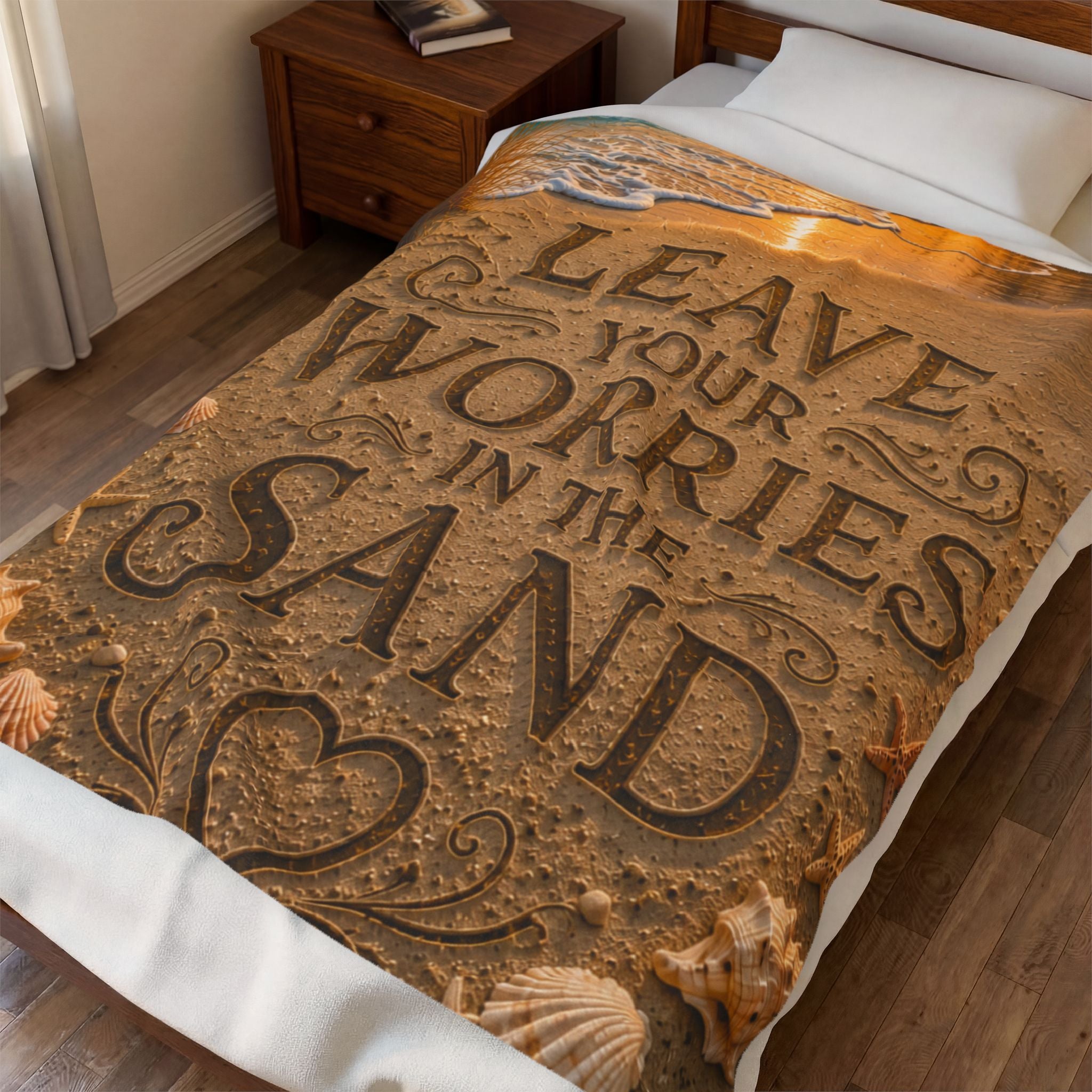 Leave Your Worries In The Sand | Throw Blanket | Coastal Serenity Collection