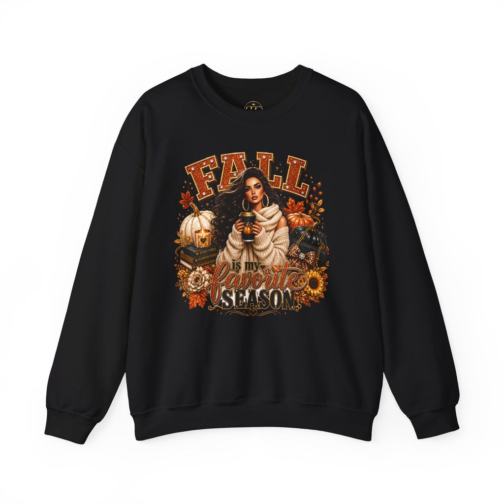 Fall Is My Favorite Season Sweatshirt — Cozy Autumn Pumpkin & Sunflower Graphic