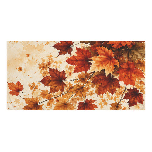 Autumn Maple Leaf Bath Towel | Watercolor Fall Foliage Bathroom Decor