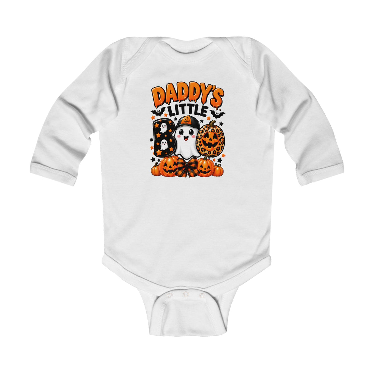 Daddy’s Little Boo Infant Bodysuit — Halloween Ghost & Pumpkins Long Sleeve