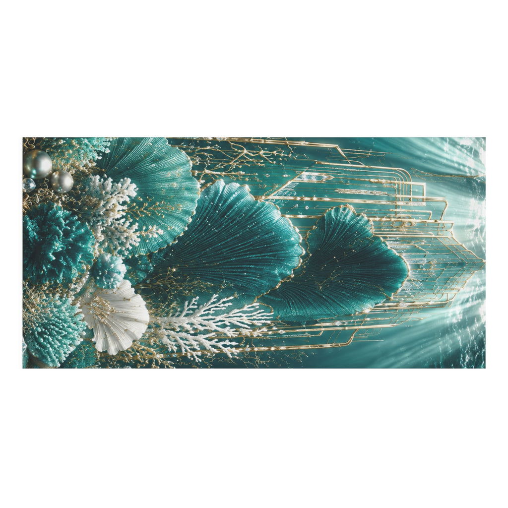 Ocean Teal Seashell Bath  Towel