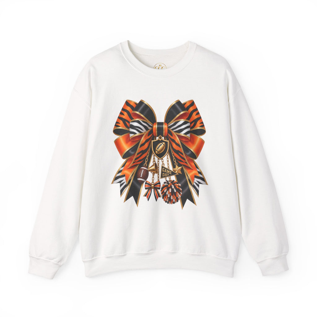 Tiger Stripe Bow Crewneck Sweatshirt