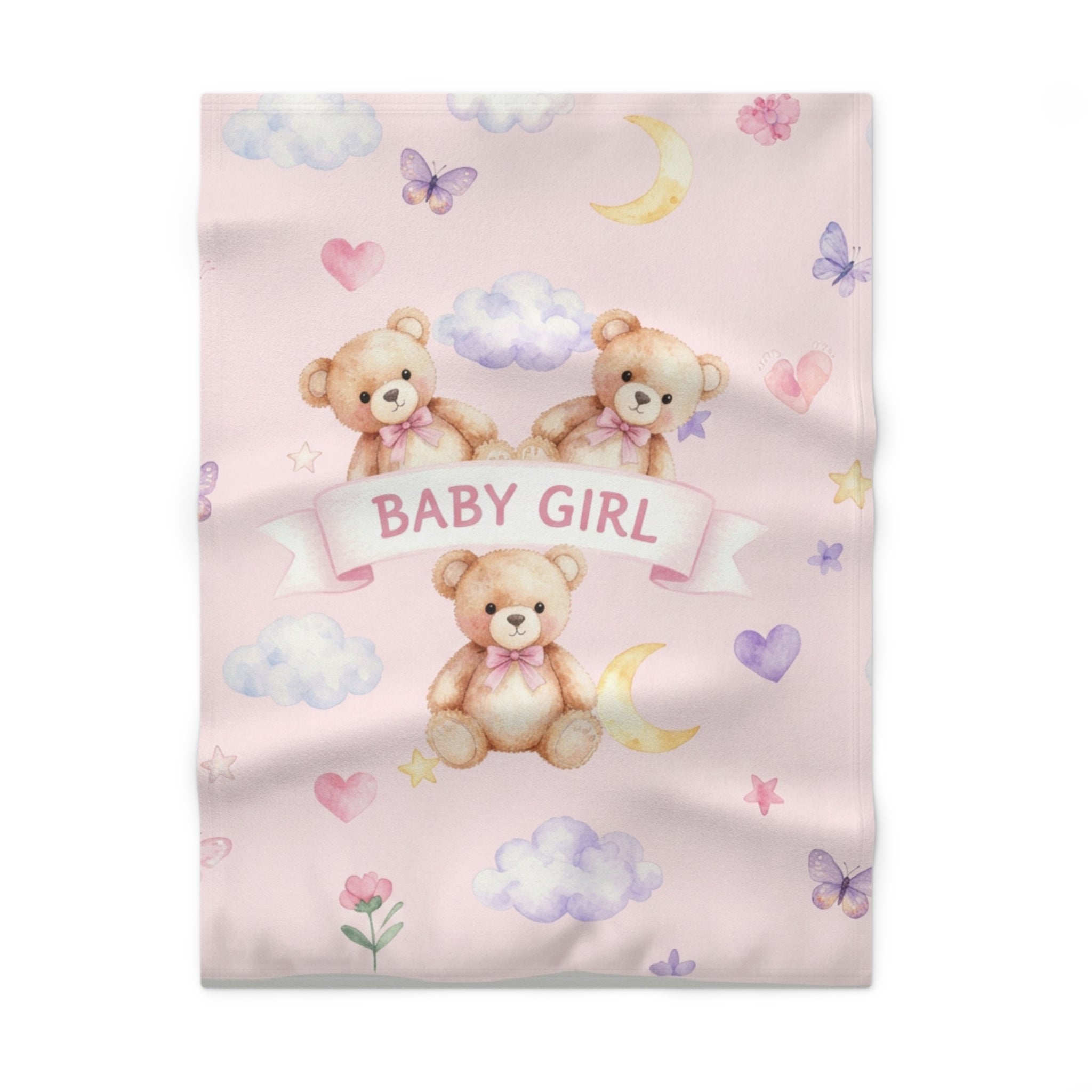 Baby Girl Teddy Bear -Soft Fleece Baby Blanket