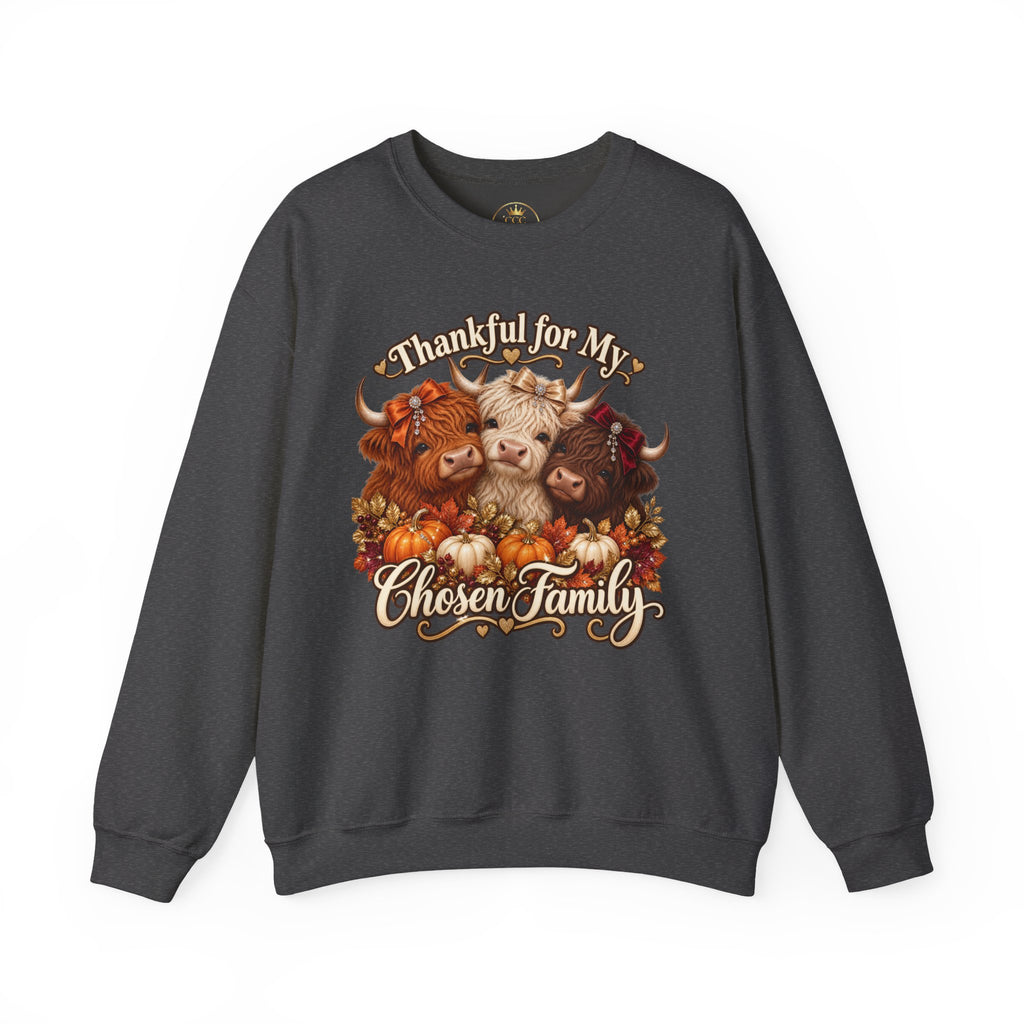 Thankful for My Chosen Family Highland Cow Sweatshirt