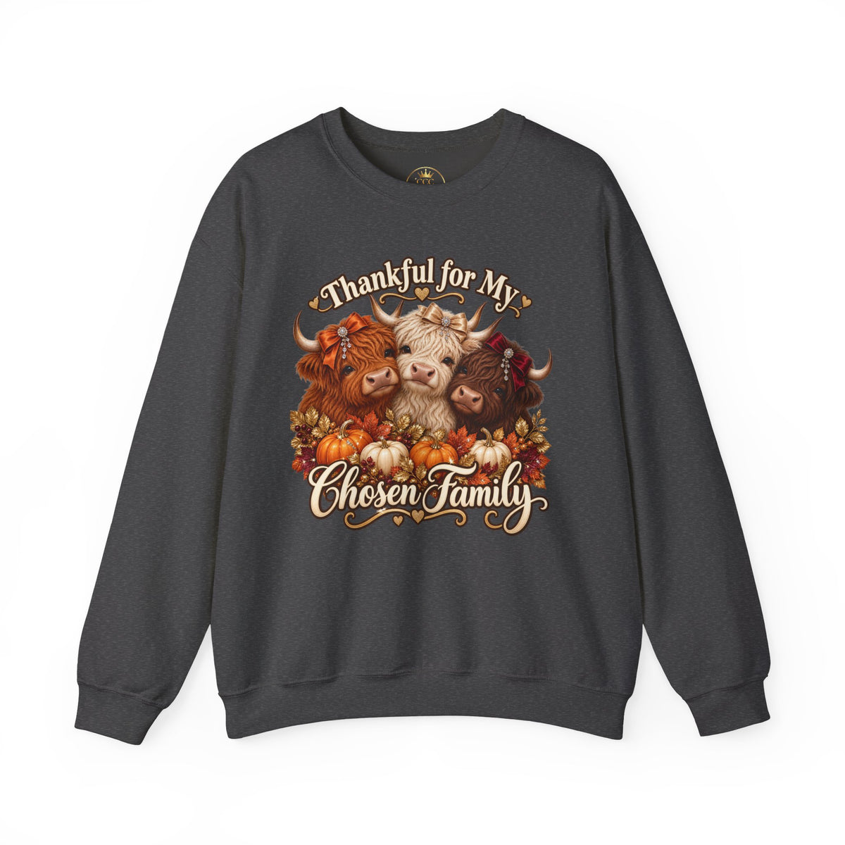 Thankful for My Chosen Family Highland Cow Sweatshirt