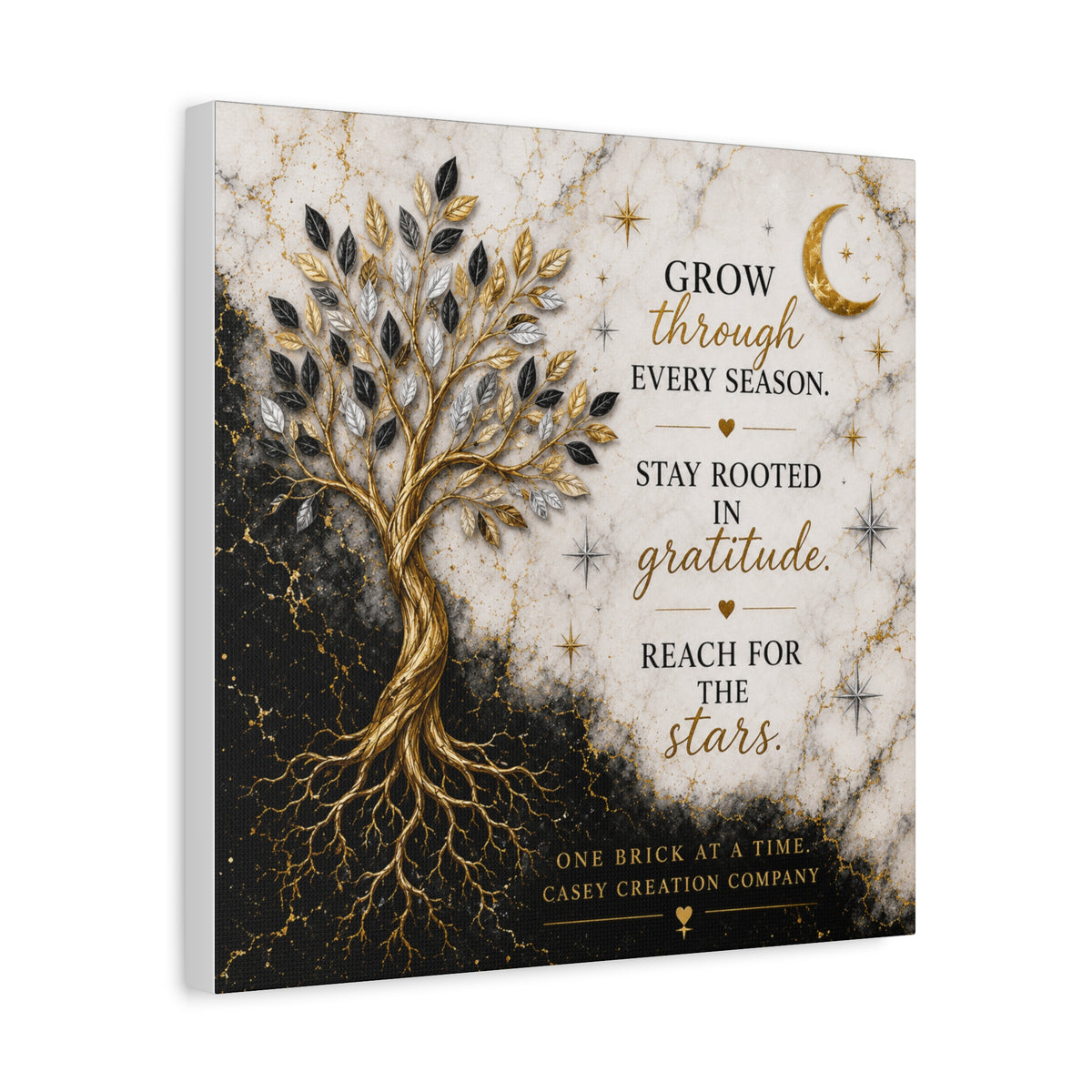 Inspirational Tree Wall Art Canvas – “Grow Through Every Season” Stretched Matte Canvas