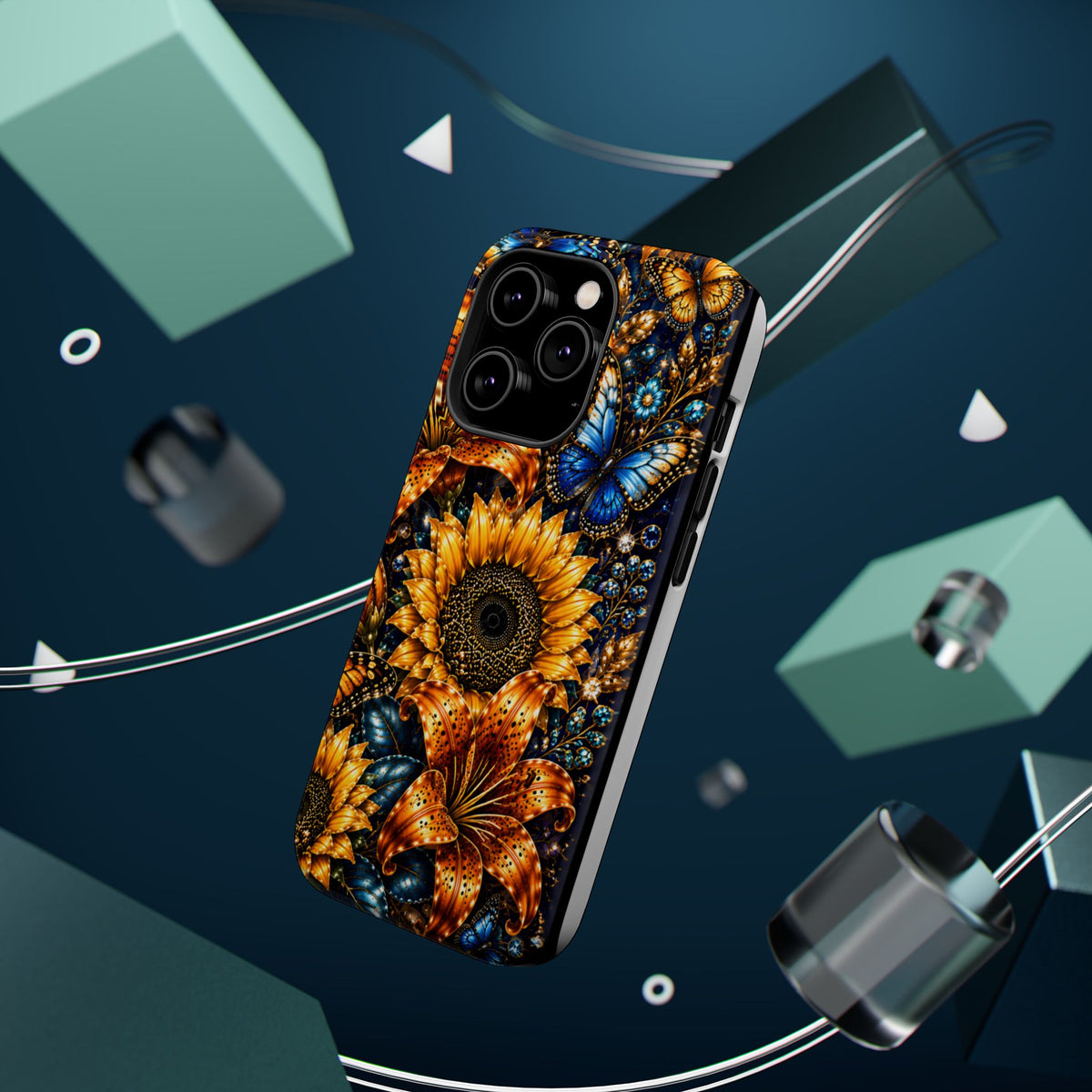 Sunflower & Blue Butterfly Magnetic Impact Phone Case