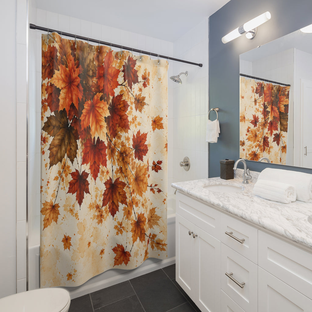 Autumn Maple Leaf Shower Curtain | Fall Foliage Botanical Bathroom Decor