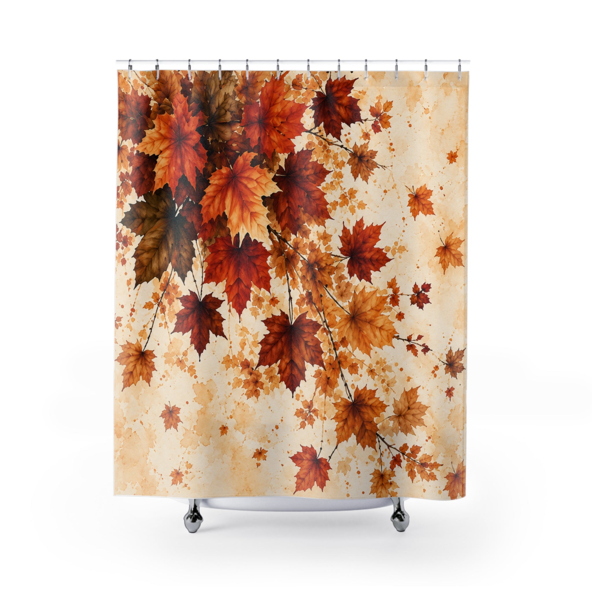 Autumn Maple Leaf Shower Curtain | Fall Foliage Botanical Bathroom Decor